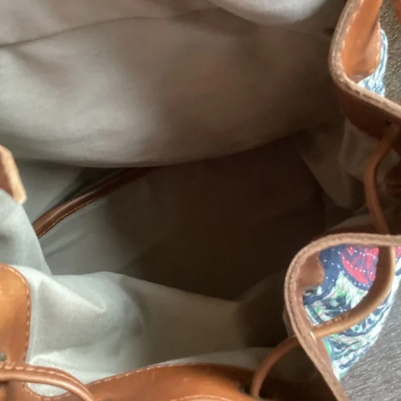 WILL Leather Goods Multi Colored Leather Cross Slouch Gather Drawstring Backpack - Picture 10 of 12